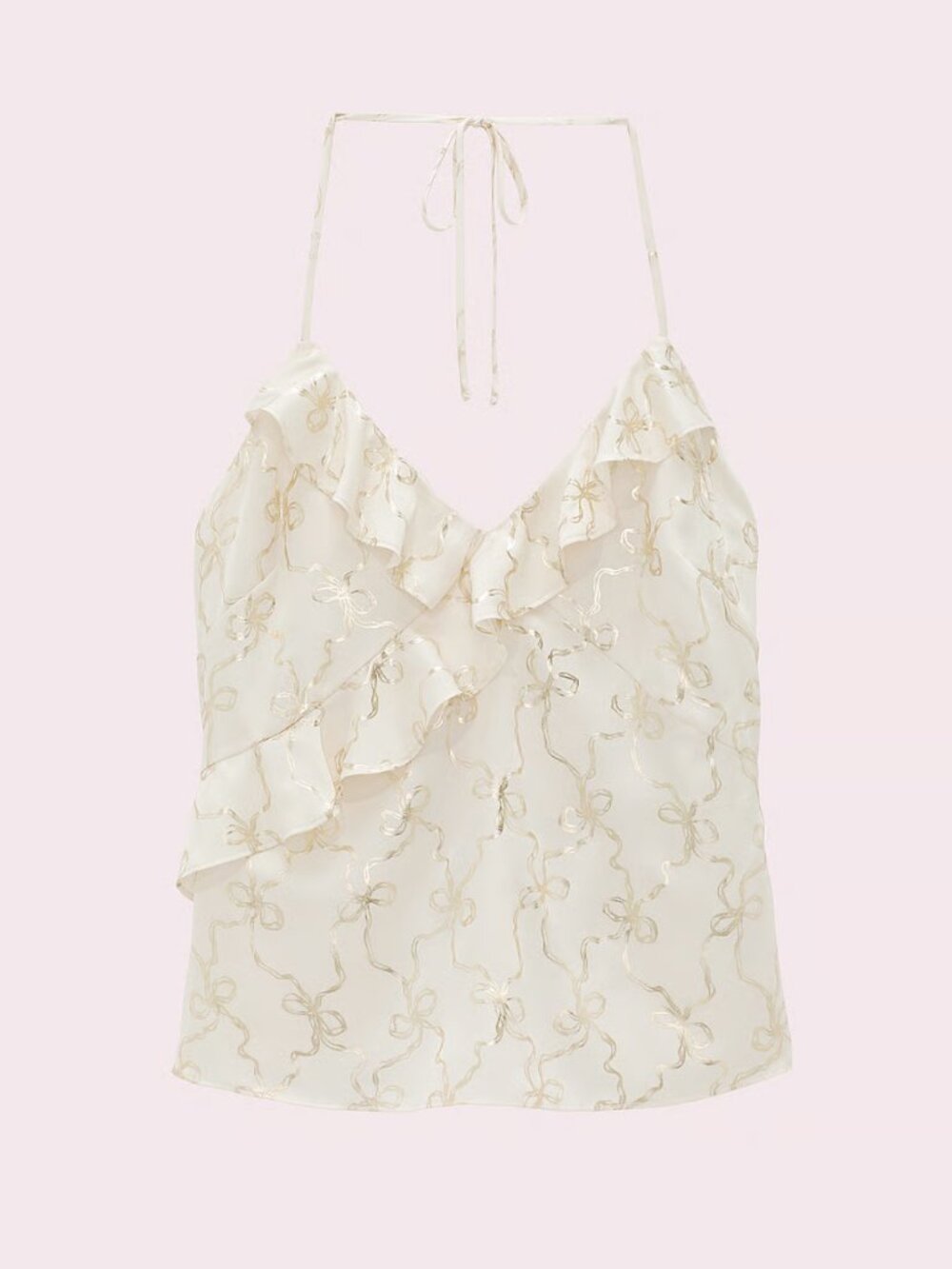New LoveShackFancy x Victoria's Secret White Ruffle Satin Halter Top